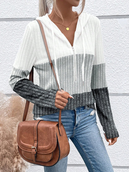 EMERY ROSE Ladies' Color Blocking Drawstring T-Shirt Graphic Tees Women Tops Fall Cloth For Women