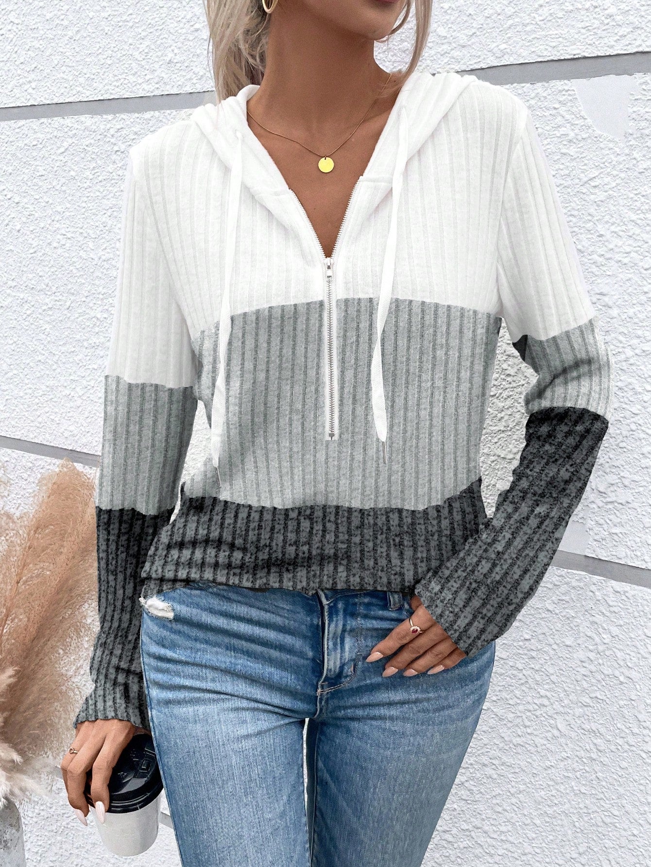 EMERY ROSE Ladies' Color Blocking Drawstring T-Shirt Graphic Tees Women Tops Fall Cloth For Women