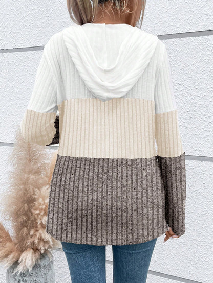 EMERY ROSE Ladies' Color Blocking Drawstring T-Shirt Graphic Tees Women Tops Fall Cloth For Women