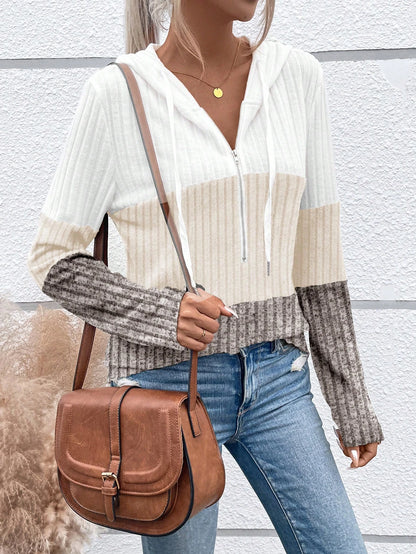 EMERY ROSE Ladies' Color Blocking Drawstring T-Shirt Graphic Tees Women Tops Fall Cloth For Women