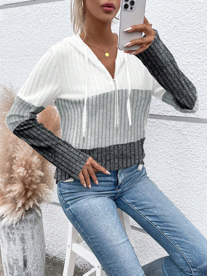 EMERY ROSE Ladies' Color Blocking Drawstring T-Shirt Graphic Tees Women Tops Fall Cloth For Women