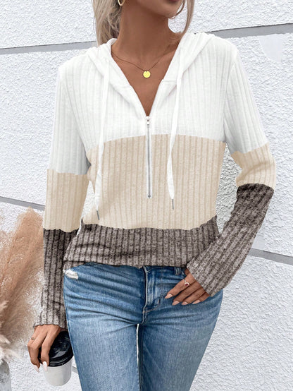 EMERY ROSE Ladies' Color Blocking Drawstring T-Shirt Graphic Tees Women Tops Fall Cloth For Women