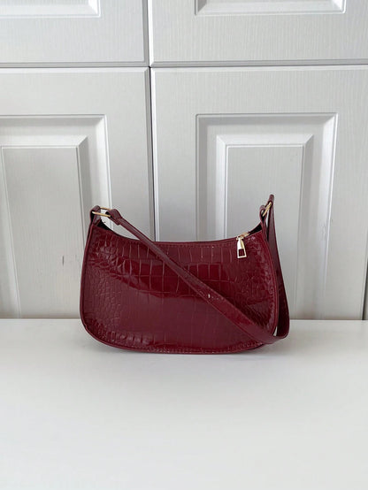 Solid Color Minimalist & Elegant Embossed Shoulder Bag