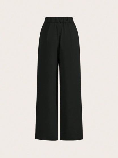 Poéselle Summer High-Waisted Pants Multi-Piece Set, Wide Leg Pants High Waist Fold Pleated Wide Leg Pants, Pants, Loose Fit, Long Pants