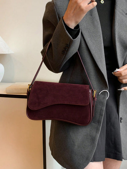 1pc Women Solid Color Matte Leather Backpack/Shoulder/Crossbody Saddlebag