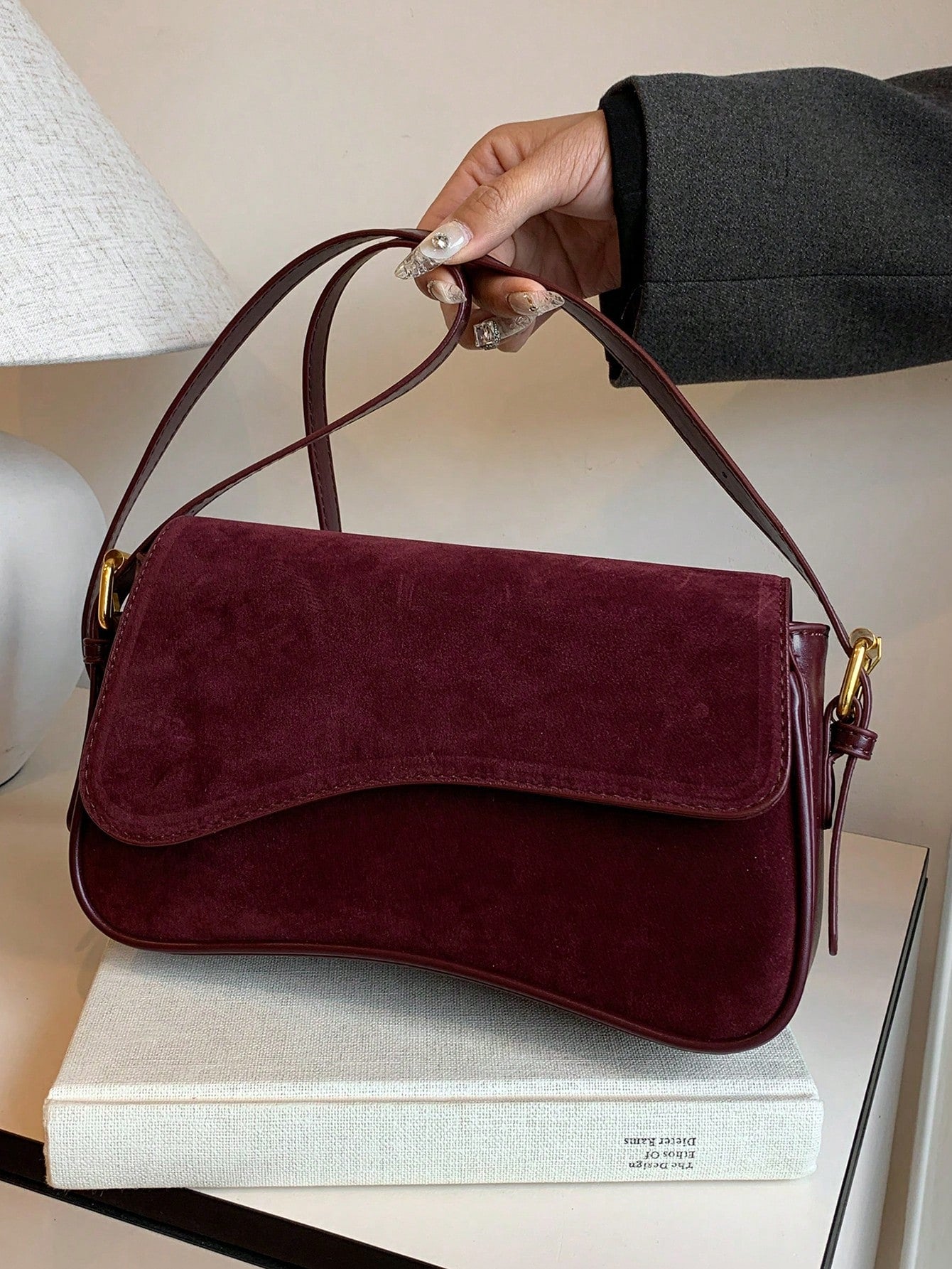 1pc Women Solid Color Matte Leather Backpack/Shoulder/Crossbody Saddlebag