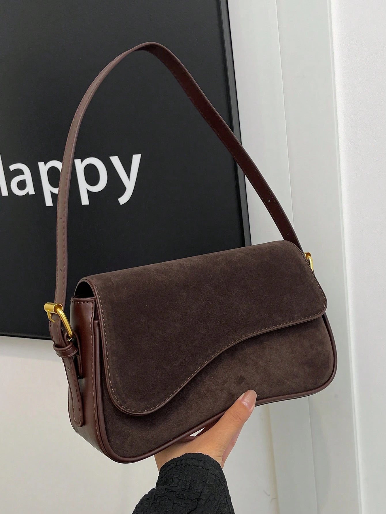 1pc Women Solid Color Matte Leather Backpack/Shoulder/Crossbody Saddlebag