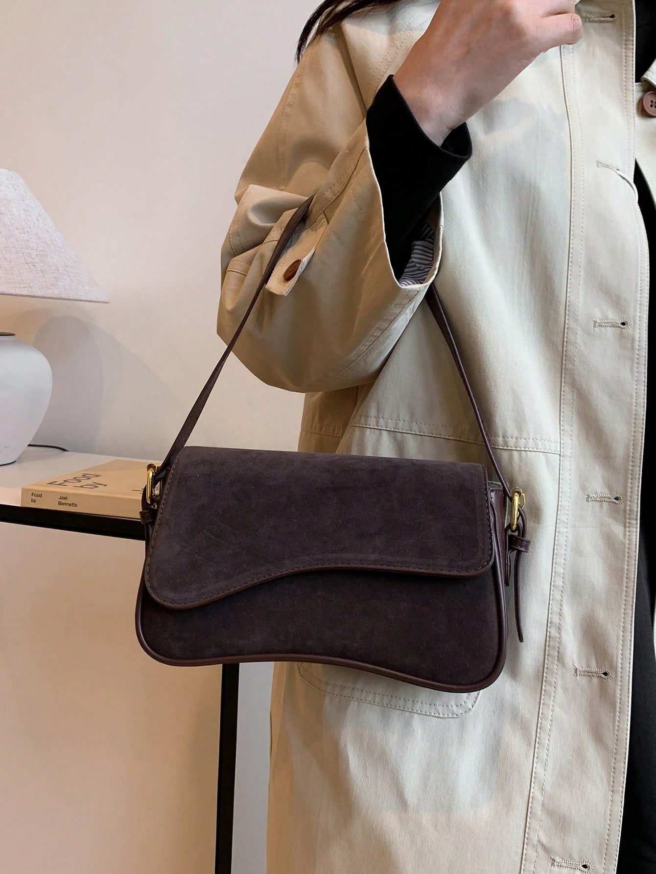 1pc Women Solid Color Matte Leather Backpack/Shoulder/Crossbody Saddlebag