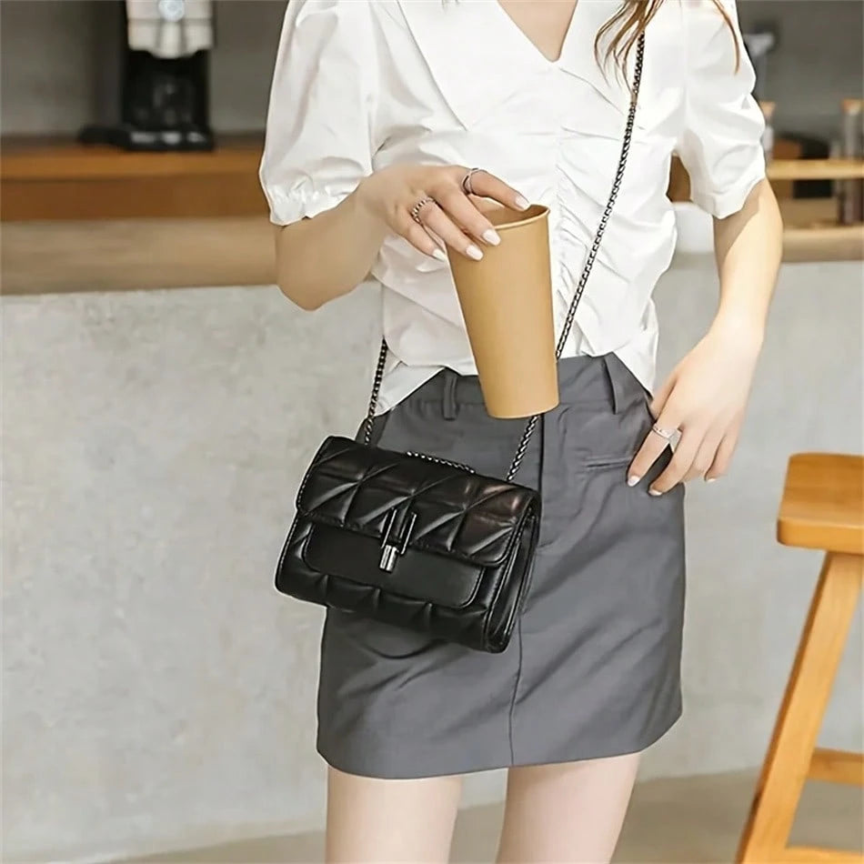 New Autumn/Winter Fashionable Versatile Mini Plaid Crossbody Bag, Classic Flap Shoulder Bag, 1pc Women Elegant Handbag And Wallet Set