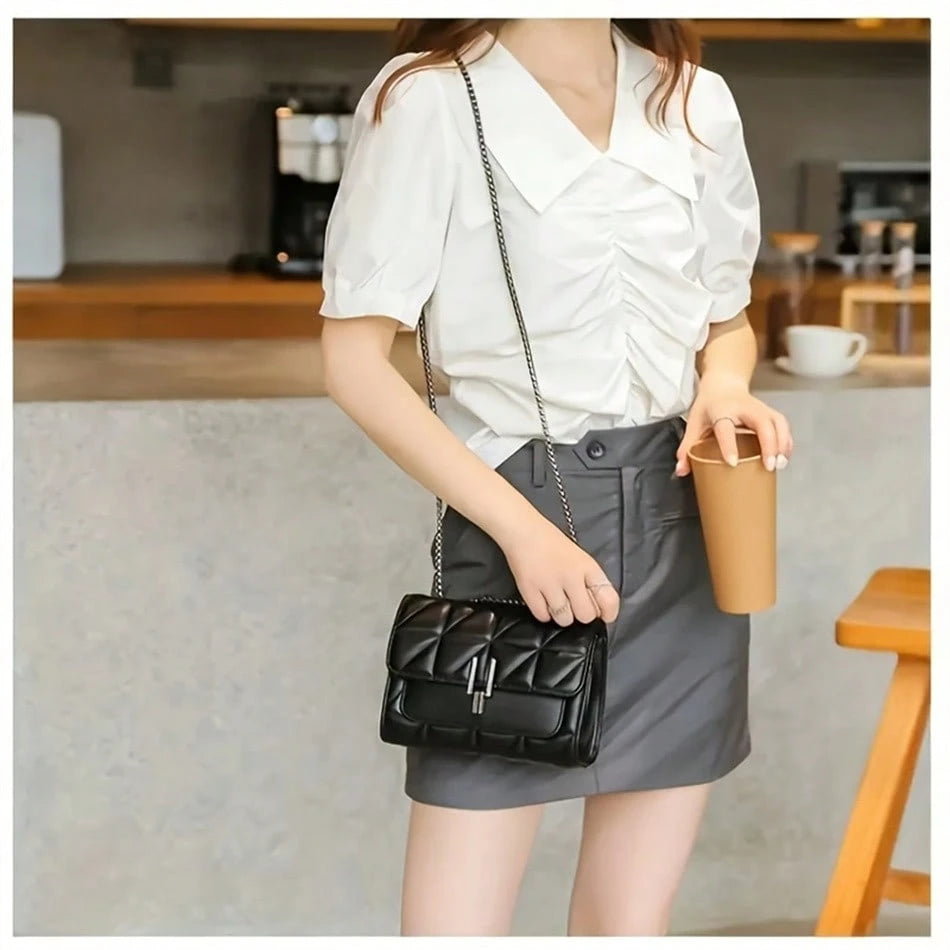 New Autumn/Winter Fashionable Versatile Mini Plaid Crossbody Bag, Classic Flap Shoulder Bag, 1pc Women Elegant Handbag And Wallet Set