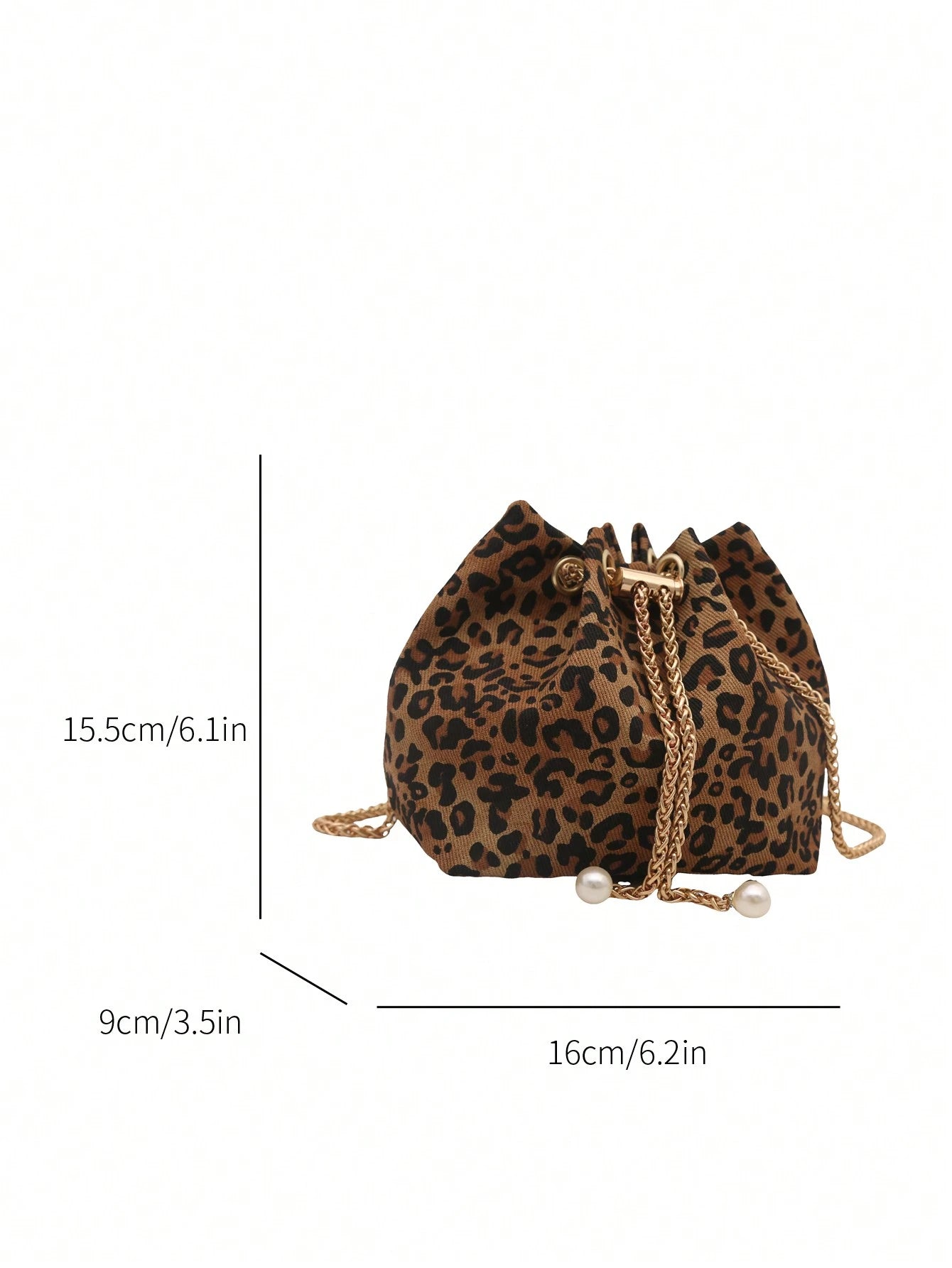 Fashion Solid Color Hollow Out Woven Chain Drawstring Mini Crossbody Bucket Bag