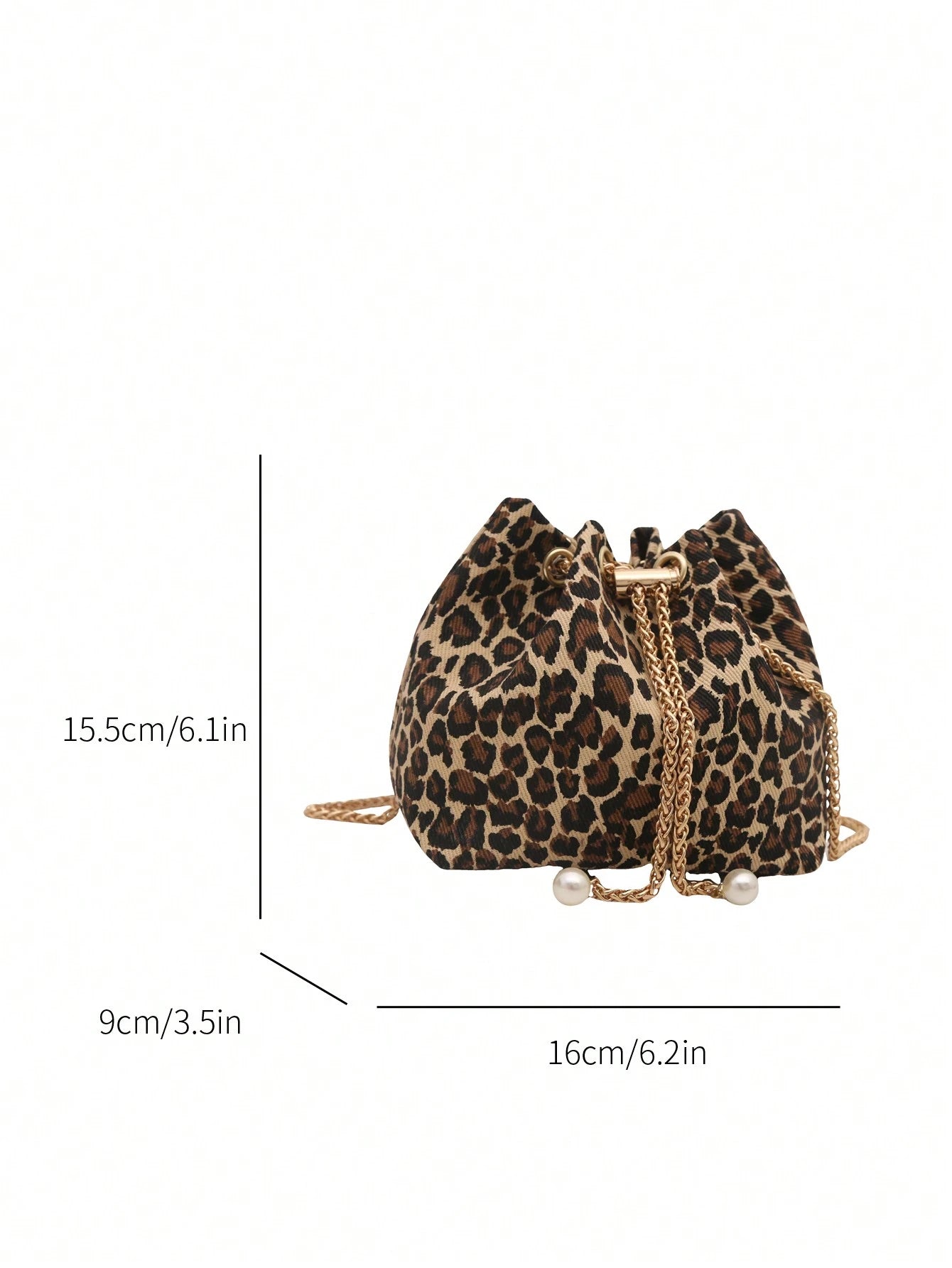 Fashion Solid Color Hollow Out Woven Chain Drawstring Mini Crossbody Bucket Bag