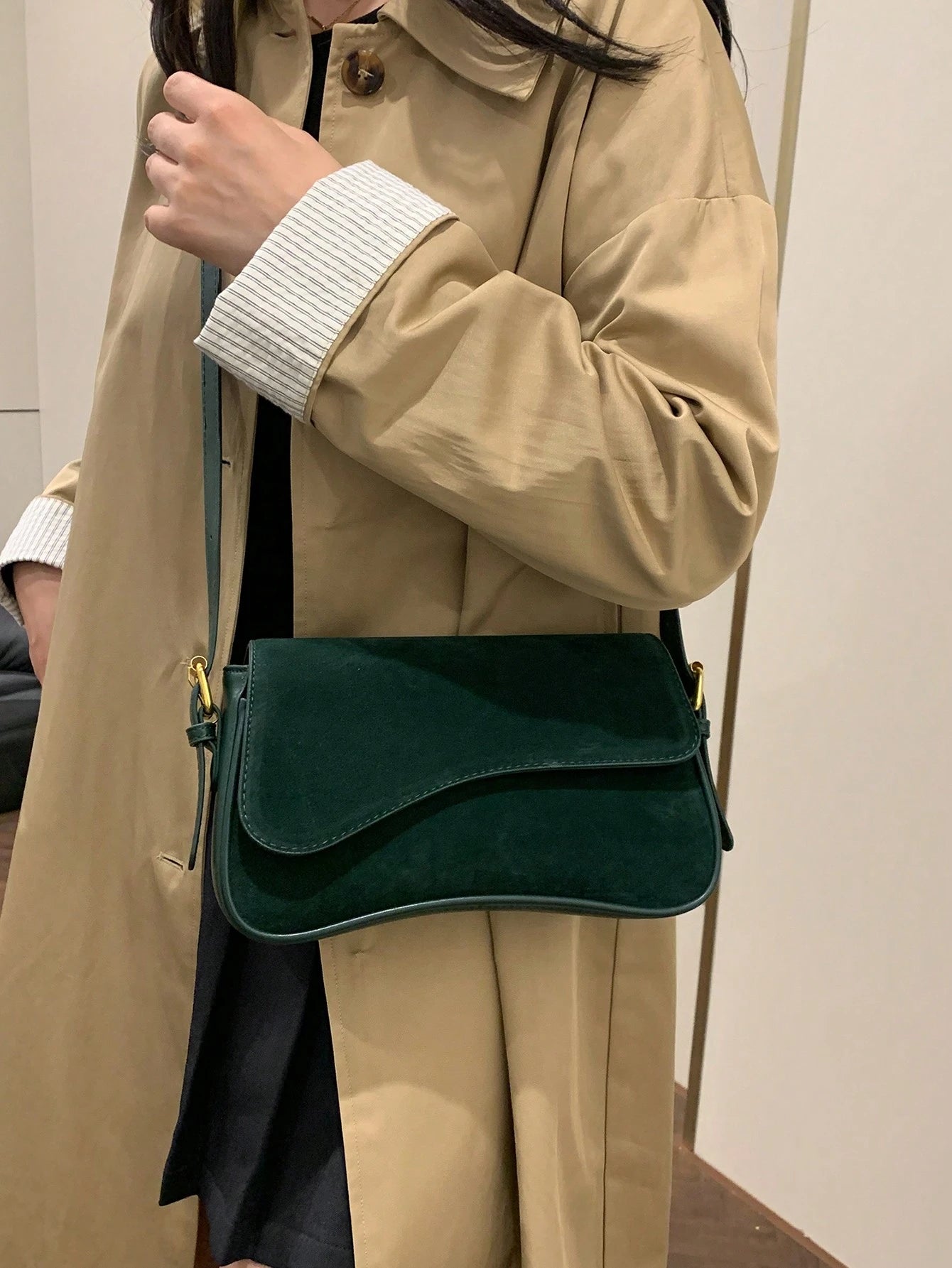 1pc Women Solid Color Matte Leather Backpack/Shoulder/Crossbody Saddlebag