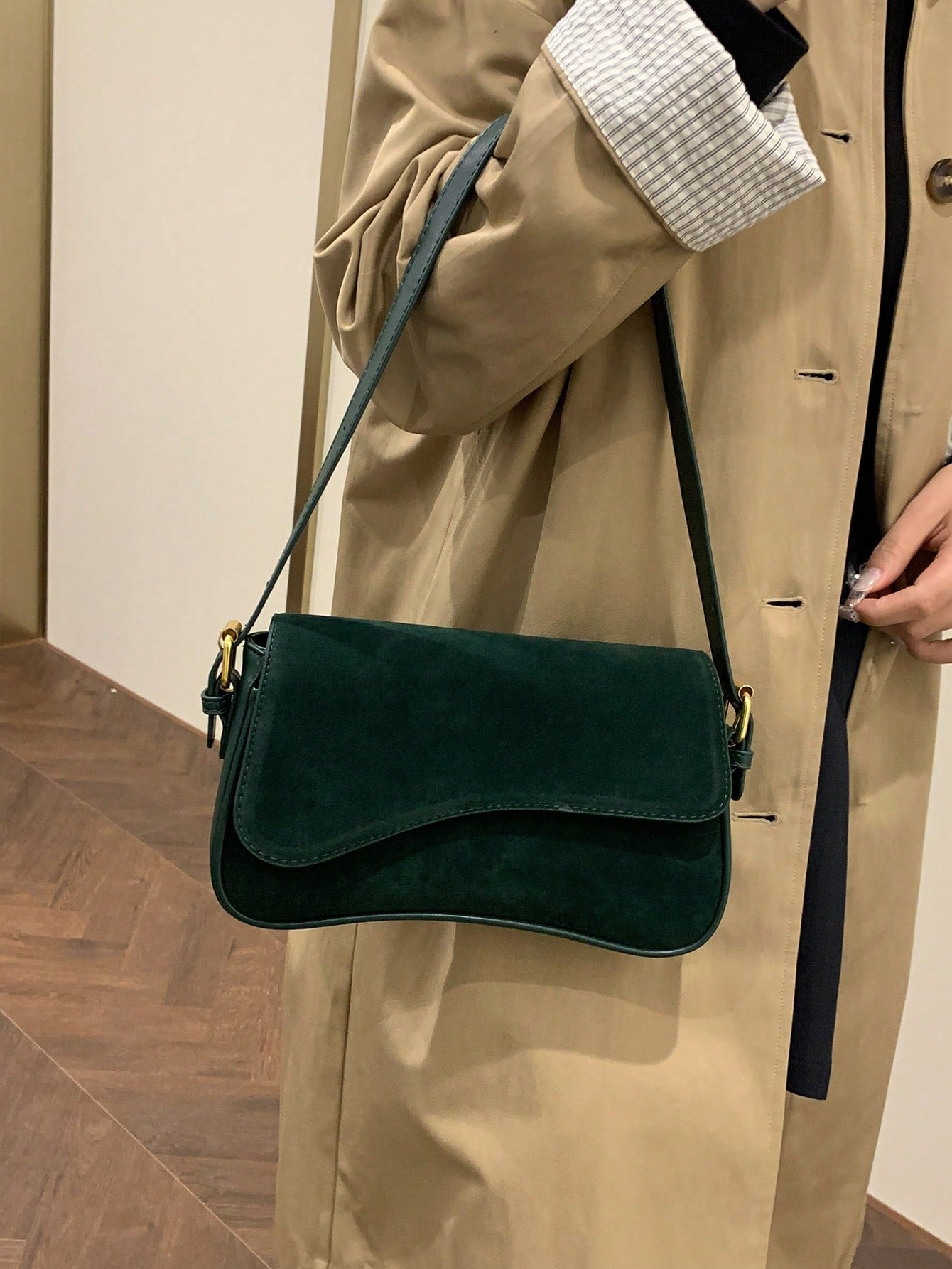 1pc Women Solid Color Matte Leather Backpack/Shoulder/Crossbody Saddlebag