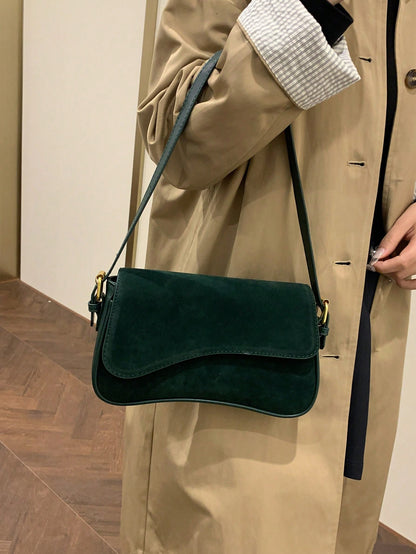 1pc Women Solid Color Matte Leather Backpack/Shoulder/Crossbody Saddlebag