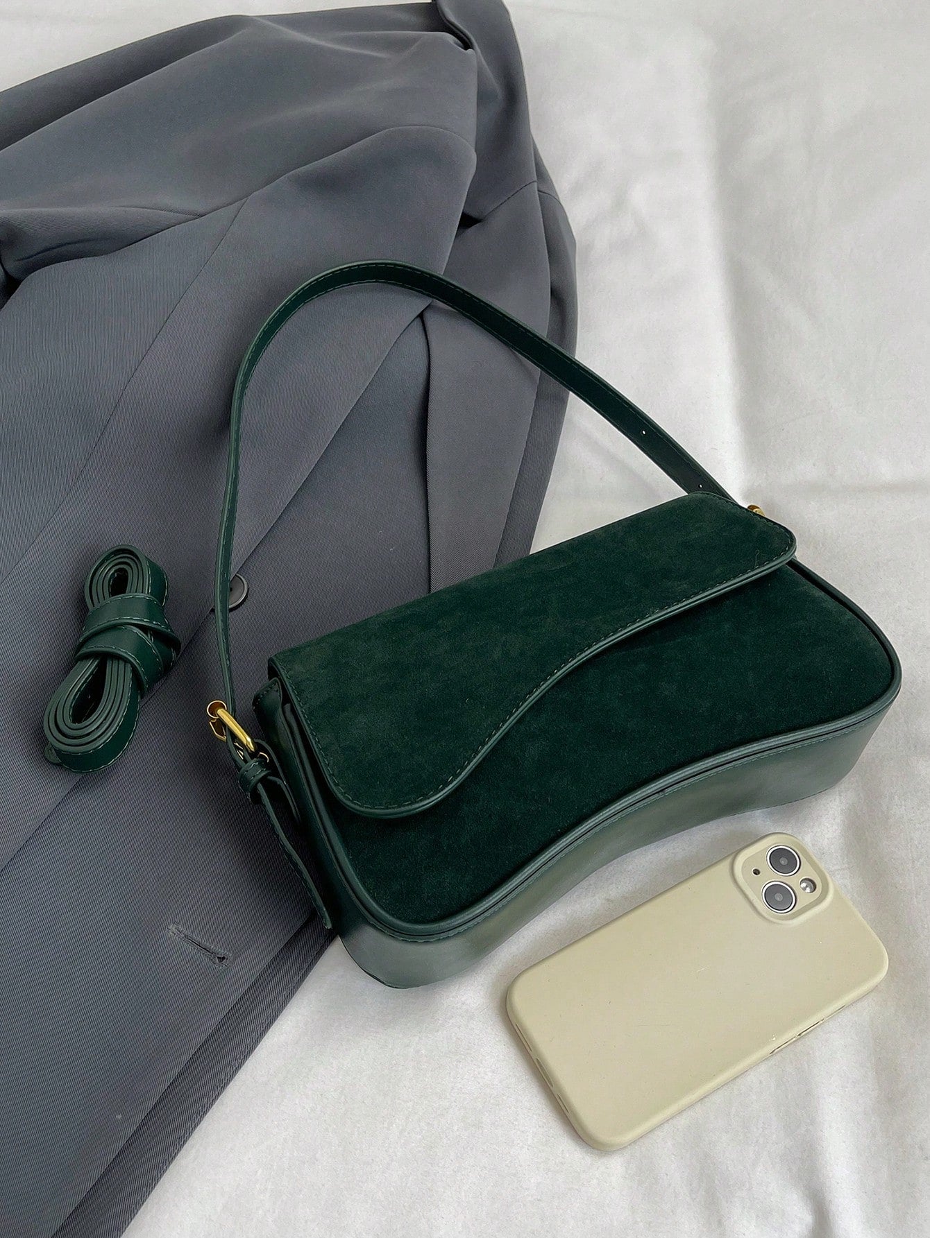 1pc Women Solid Color Matte Leather Backpack/Shoulder/Crossbody Saddlebag