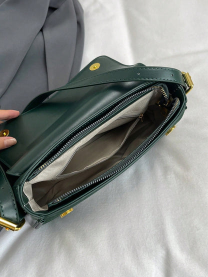 1pc Women Solid Color Matte Leather Backpack/Shoulder/Crossbody Saddlebag