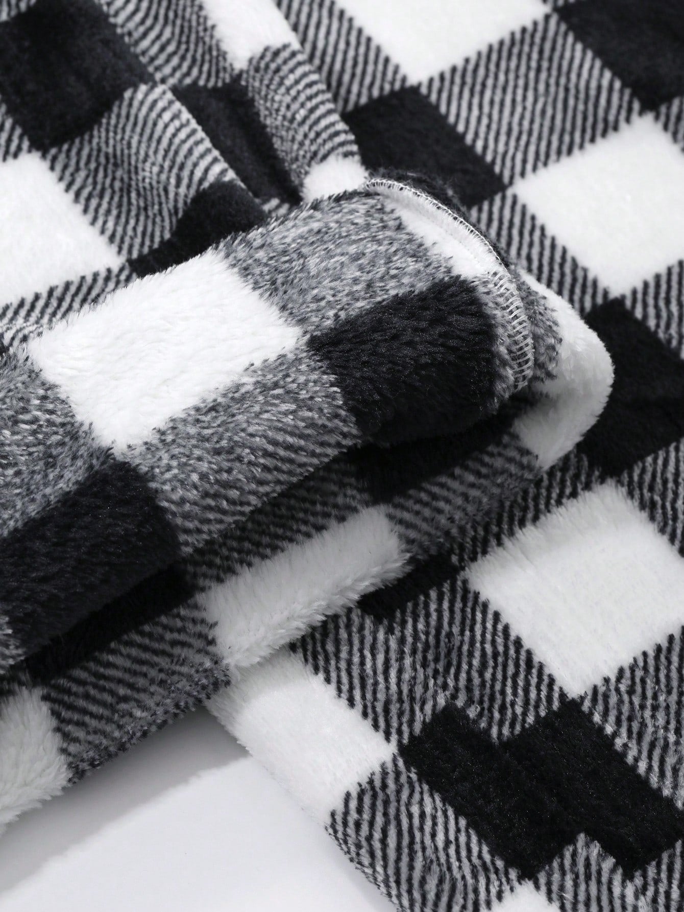 DAZY Plaid Pattern Fleece Straight Leg Loungewear Pants