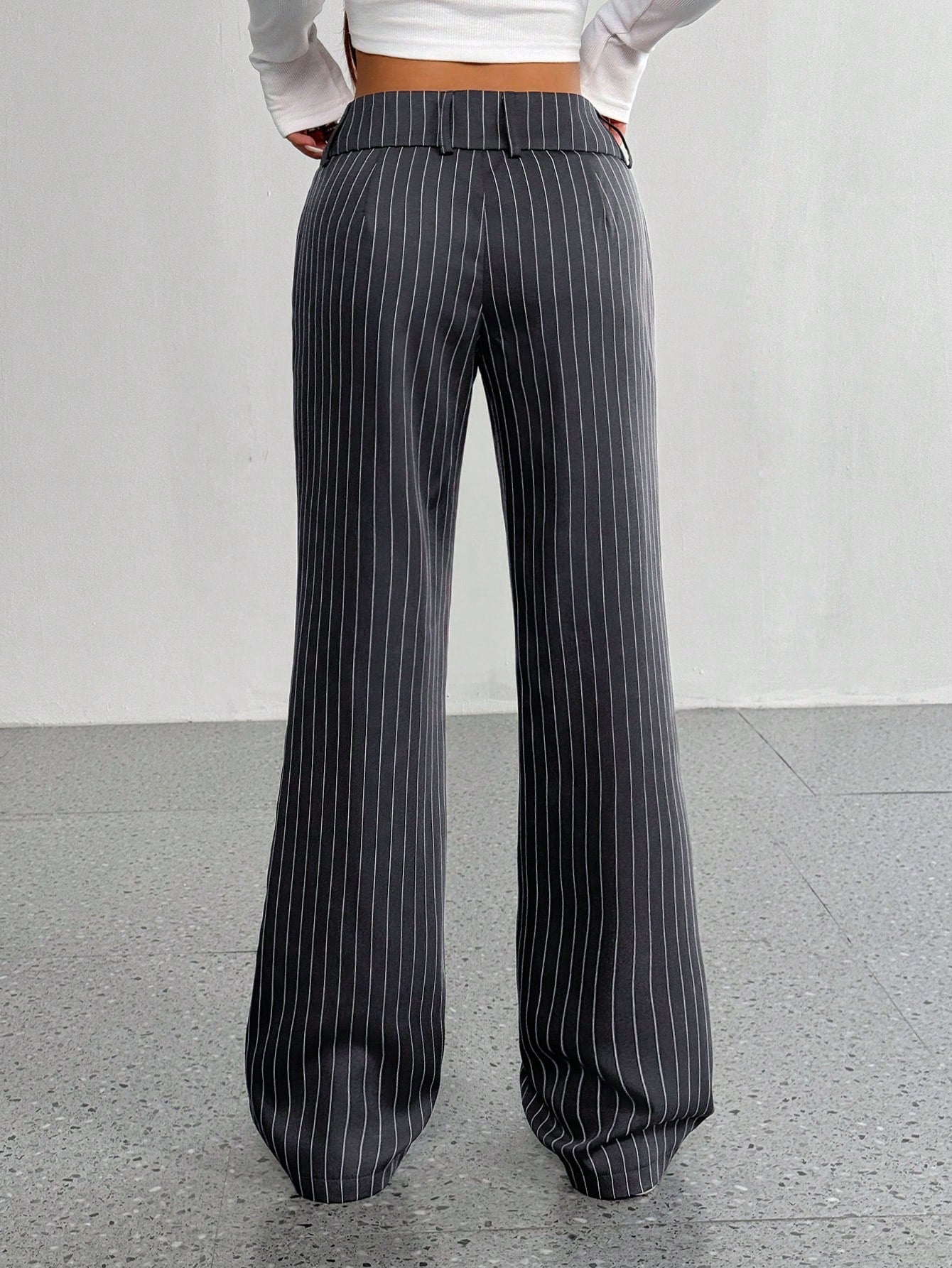 Flirla Women's Casual Striped Flare Pants, Versatile, Spring Autumn Fall Cloth For Women