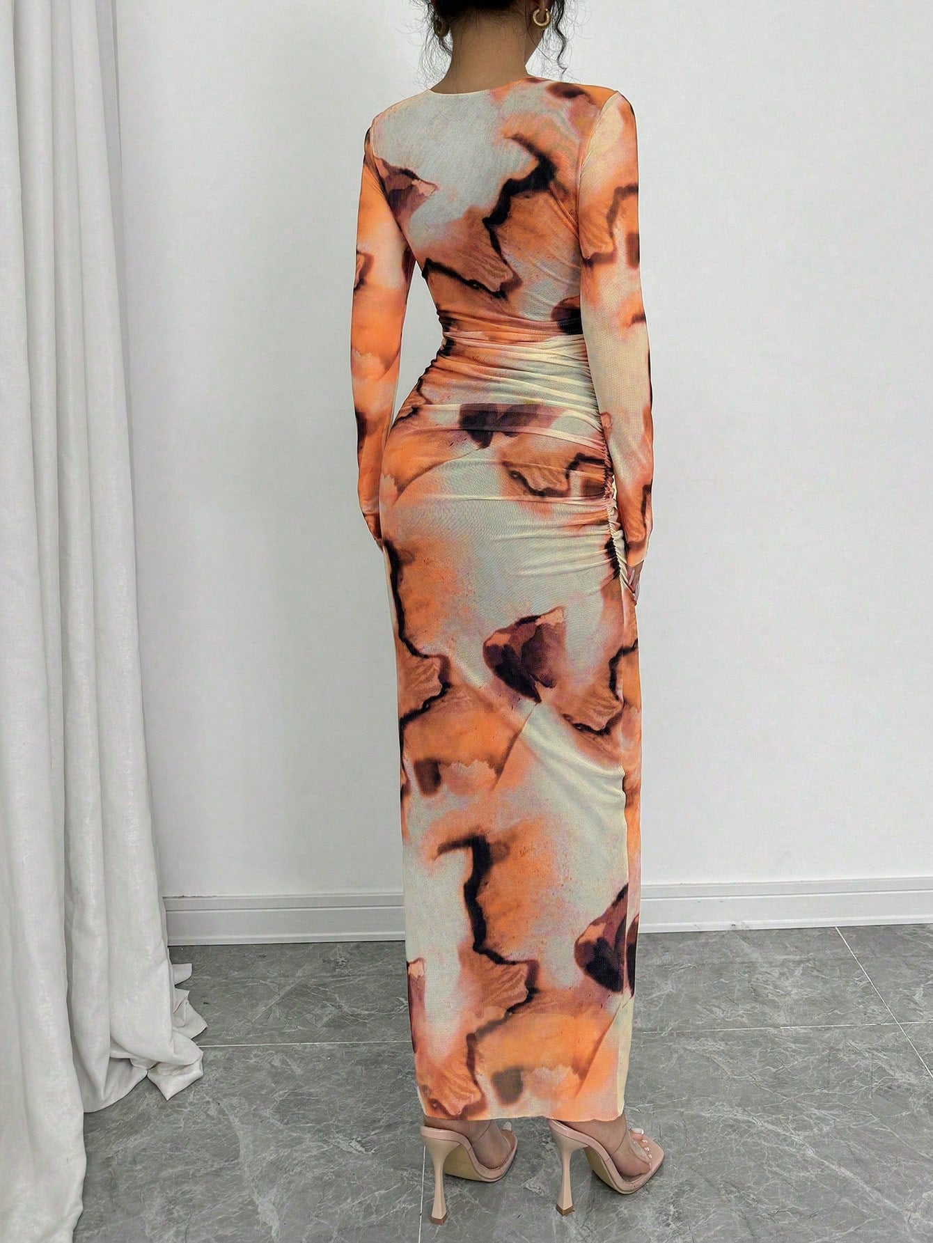 Elenzga Elegant Gradient Long Sleeve Slim Fit Women's Dress Fall Cloth For Women