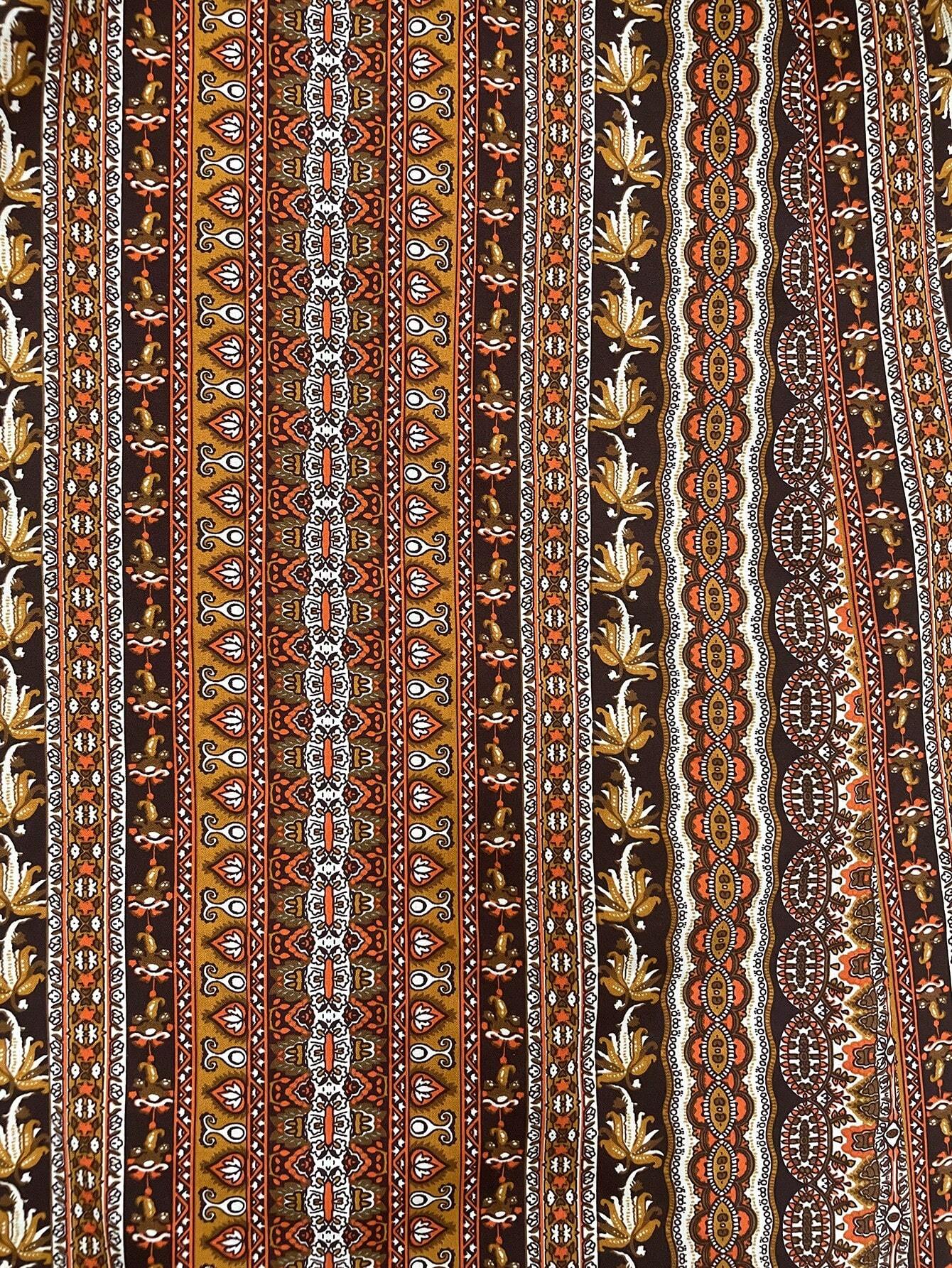 Breezaya Vintage Style Women's Printed Spaghetti Strap Dress With High Side Slit Maxi Vacation Beach Outfit