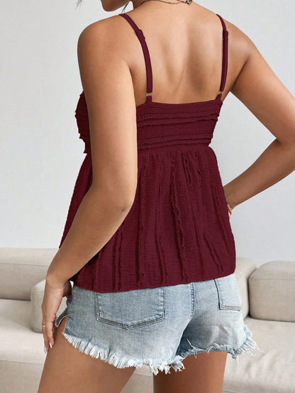 Roylia Women's Casual Solid Color Textured Camisole, Summer