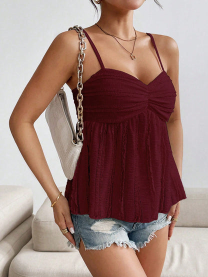 Roylia Women's Casual Solid Color Textured Camisole, Summer