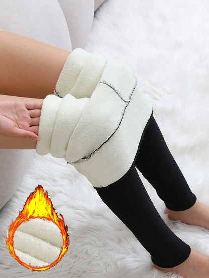 1pc Winter Sport Leggings High Waist Thick Wool Pants Warm Velvet Thick Thermal Pants Fleece Legging Winter Clothes Women