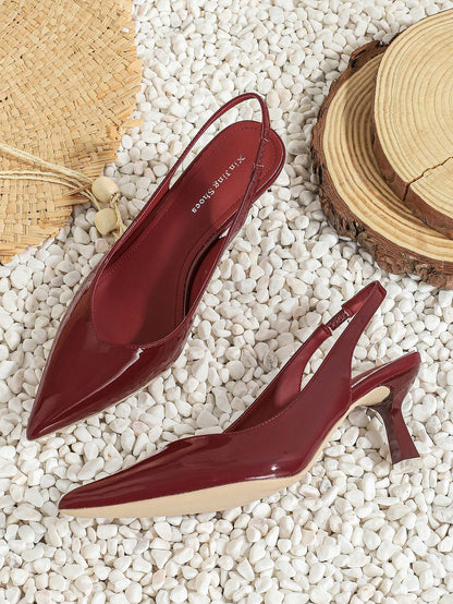 Women's Simple Fashion Casual Mid-Heel Backless Pumps, Suitable For Work, Wedding And Commute