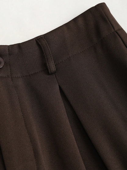 Sweetra Vintage Elegant Jacquard Pleated Wide-Leg Pants For Women, Autumn/Winter Fall Cloth For Women