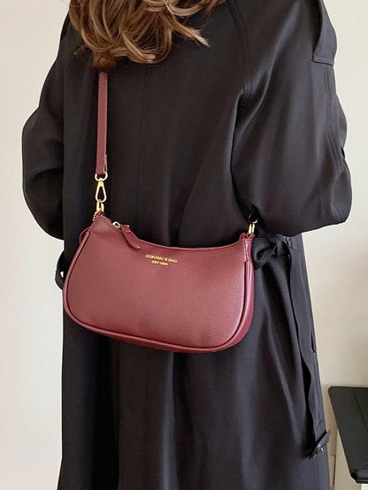 1pc Solid Color PU Leather Shoulder Bag For Women, Versatile Crossbody Bag For Commuting, Adjustable Shoulder Strap