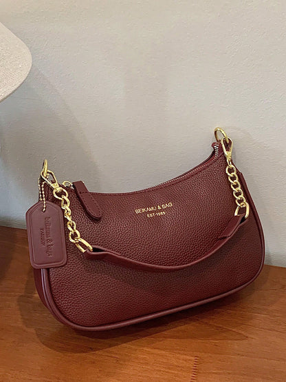 1pc Solid Color PU Leather Shoulder Bag For Women, Versatile Crossbody Bag For Commuting, Adjustable Shoulder Strap
