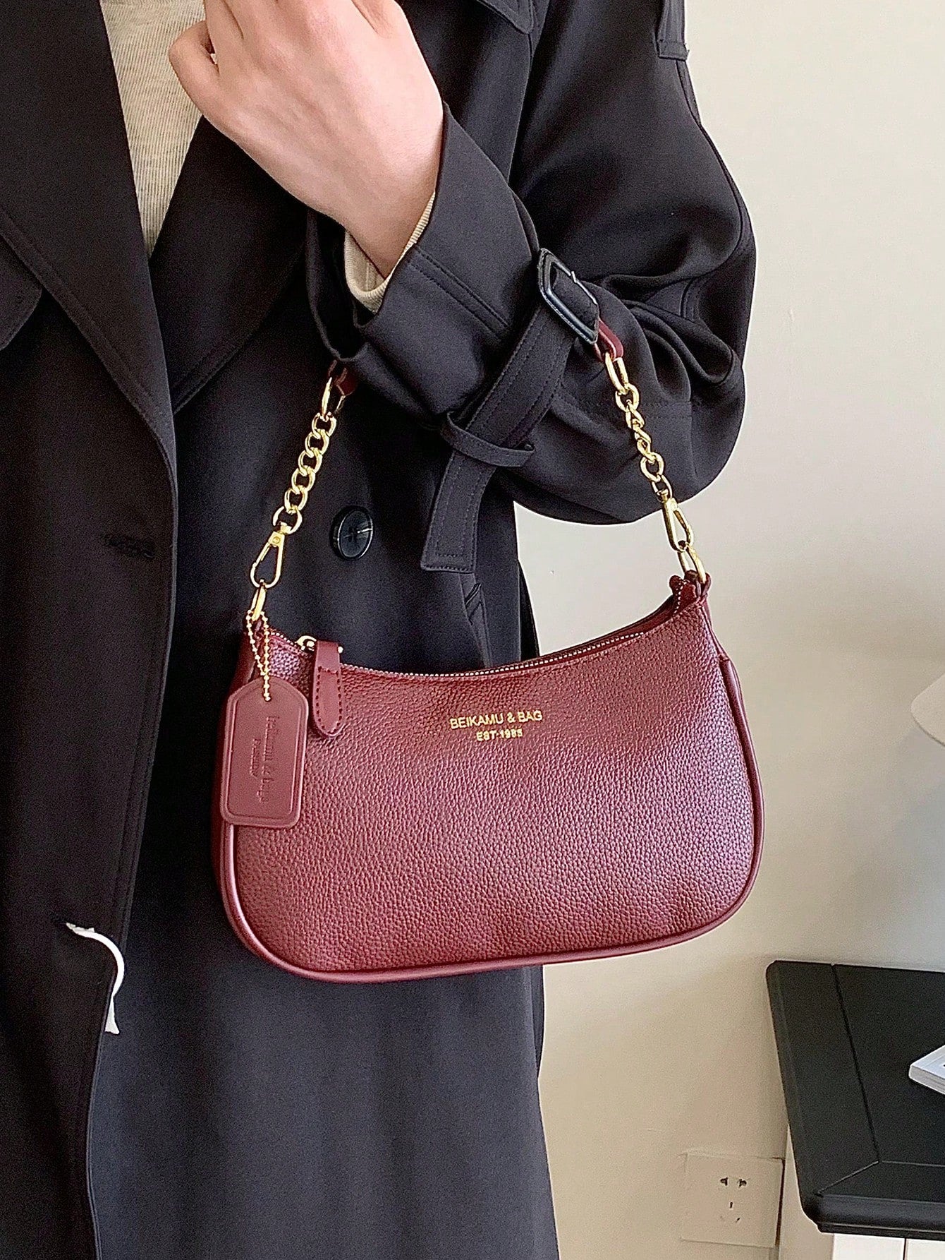 1pc Solid Color PU Leather Shoulder Bag For Women, Versatile Crossbody Bag For Commuting, Adjustable Shoulder Strap