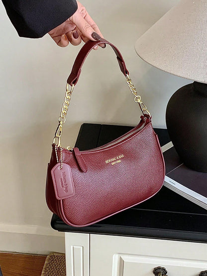 1pc Solid Color PU Leather Shoulder Bag For Women, Versatile Crossbody Bag For Commuting, Adjustable Shoulder Strap