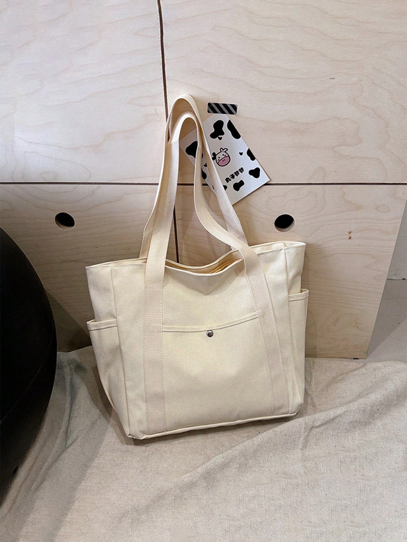 SHEIN X Milania Multi Pocket Tote Bag For Women Canvas Bag With Handle Bag Large Capacity Purse Reusable Handbag, Canvas Tote Bag, Perfect For Daily Use And Travel, Tote Bags For Students, Multiple Compartments, Perfect For Beach