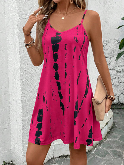 EMERY ROSE Women's Casual Tie-Dye Camisole Dress For Vacation,Sun Dress