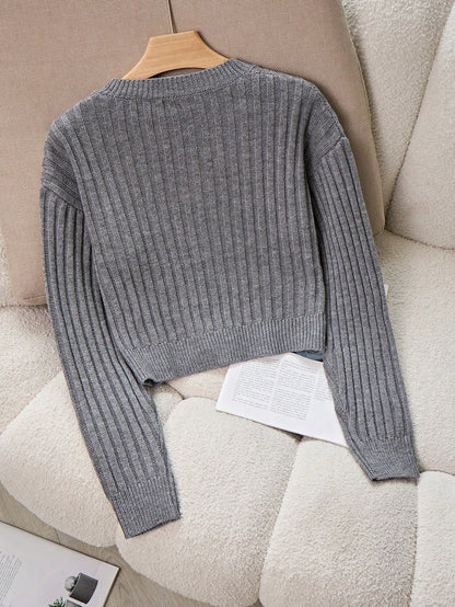 Chiquease V-Neck Cable Knit Sweater,Long Sleeve Tops Knit Pullover Fall Winter Outfit