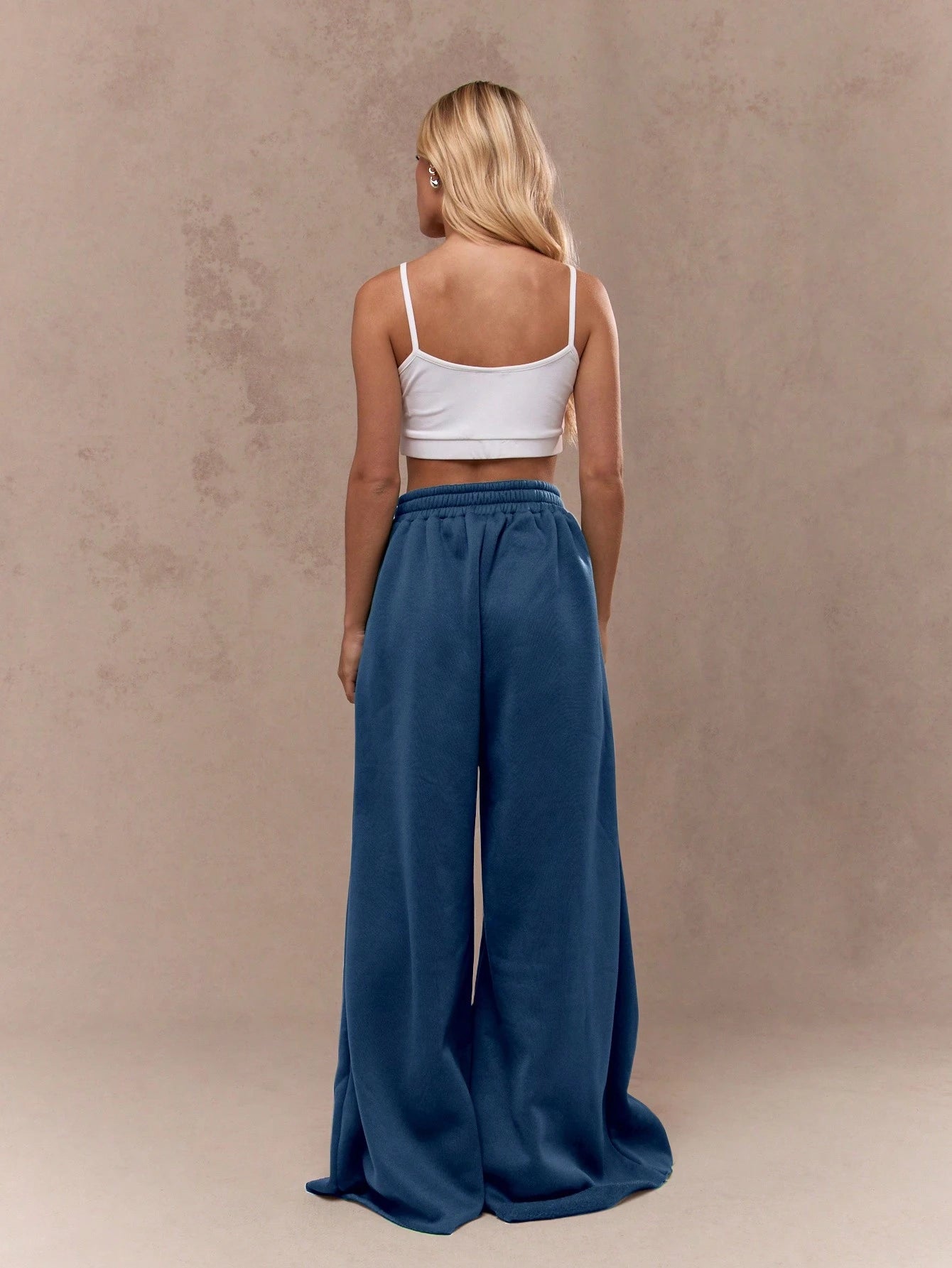 MISSGUIDED Extra Long Wide Leg Collegiate Athletic Track Pants Flare Varsity NY Logo Elastic Waist High Rise Sport Bottoms Fall Winter Lounge Sweatpants