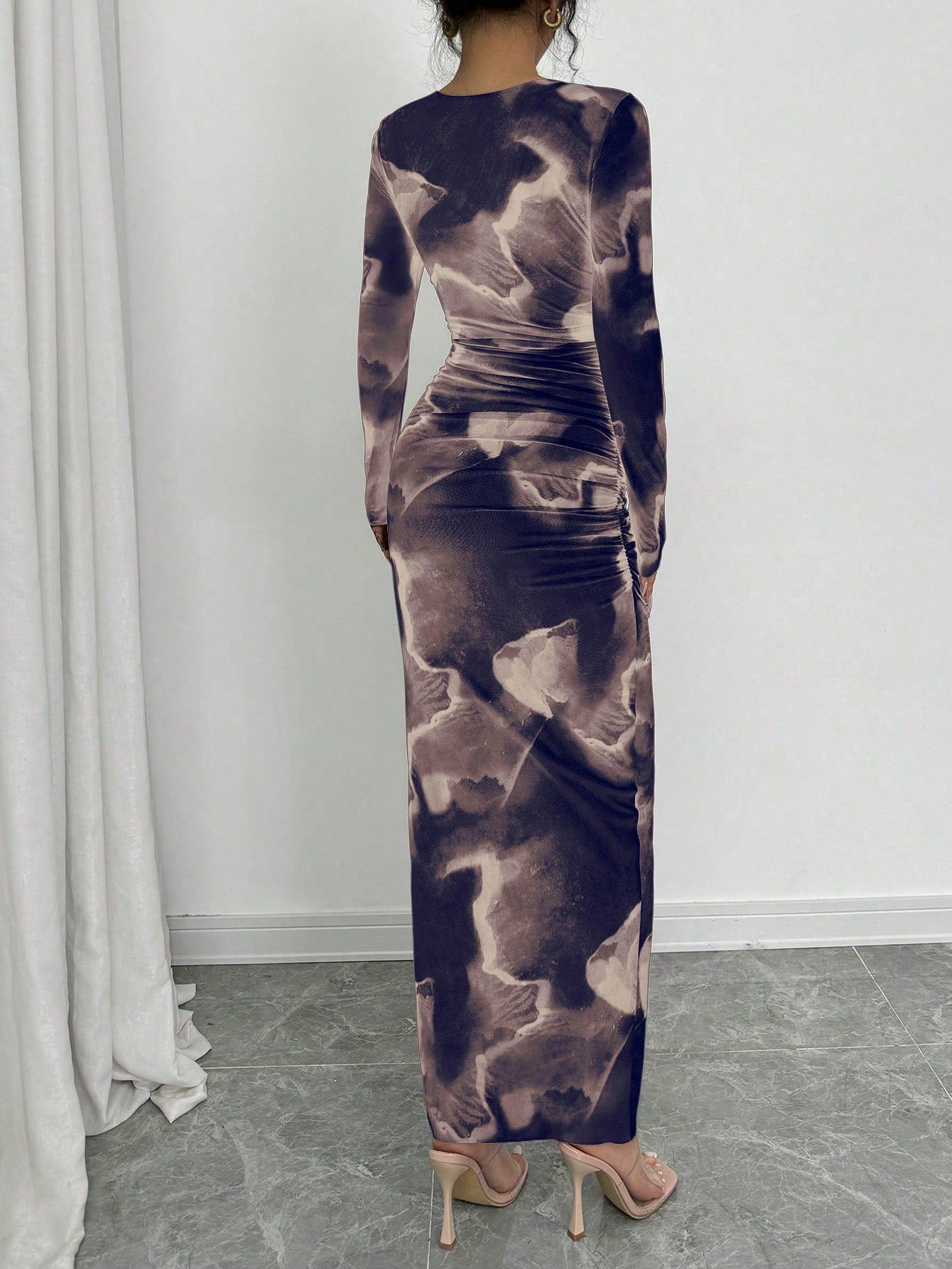 Elenzga Elegant Gradient Long Sleeve Slim Fit Women's Dress Fall Cloth For Women