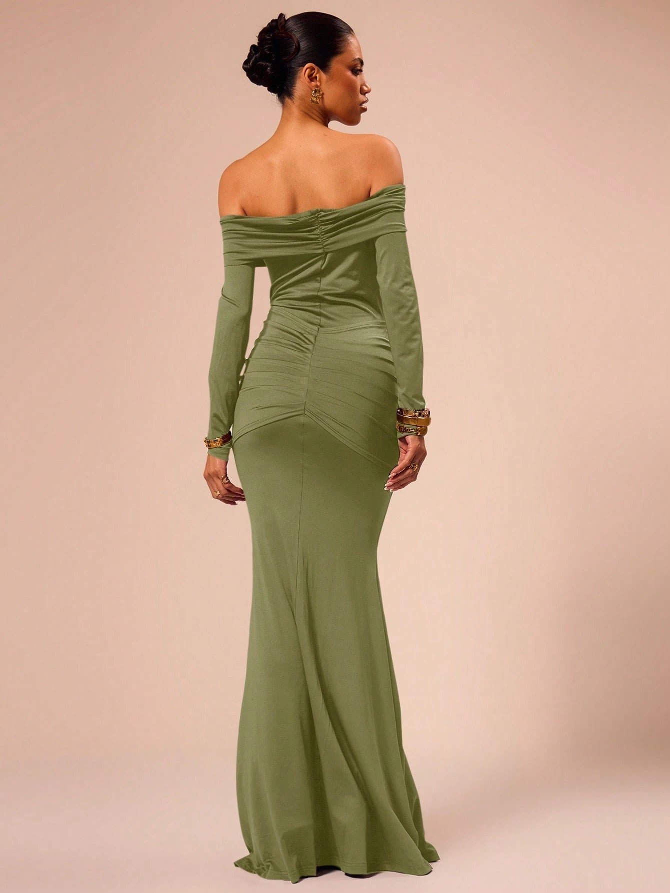 SHEIN X Scheana MUSERA Off Shoulder Long Sleeve Maxi Dress Vacation Summer Spring Romantic Wedding Guest Graduation, Prom Holiday Wedding Guest, Elegant, Birthday, Church, Night Out