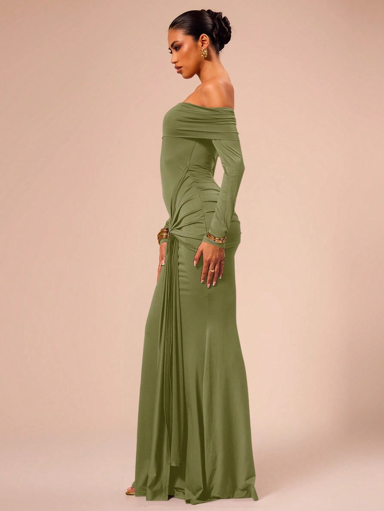 SHEIN X Scheana MUSERA Off Shoulder Long Sleeve Maxi Dress Vacation Summer Spring Romantic Wedding Guest Graduation, Prom Holiday Wedding Guest, Elegant, Birthday, Church, Night Out