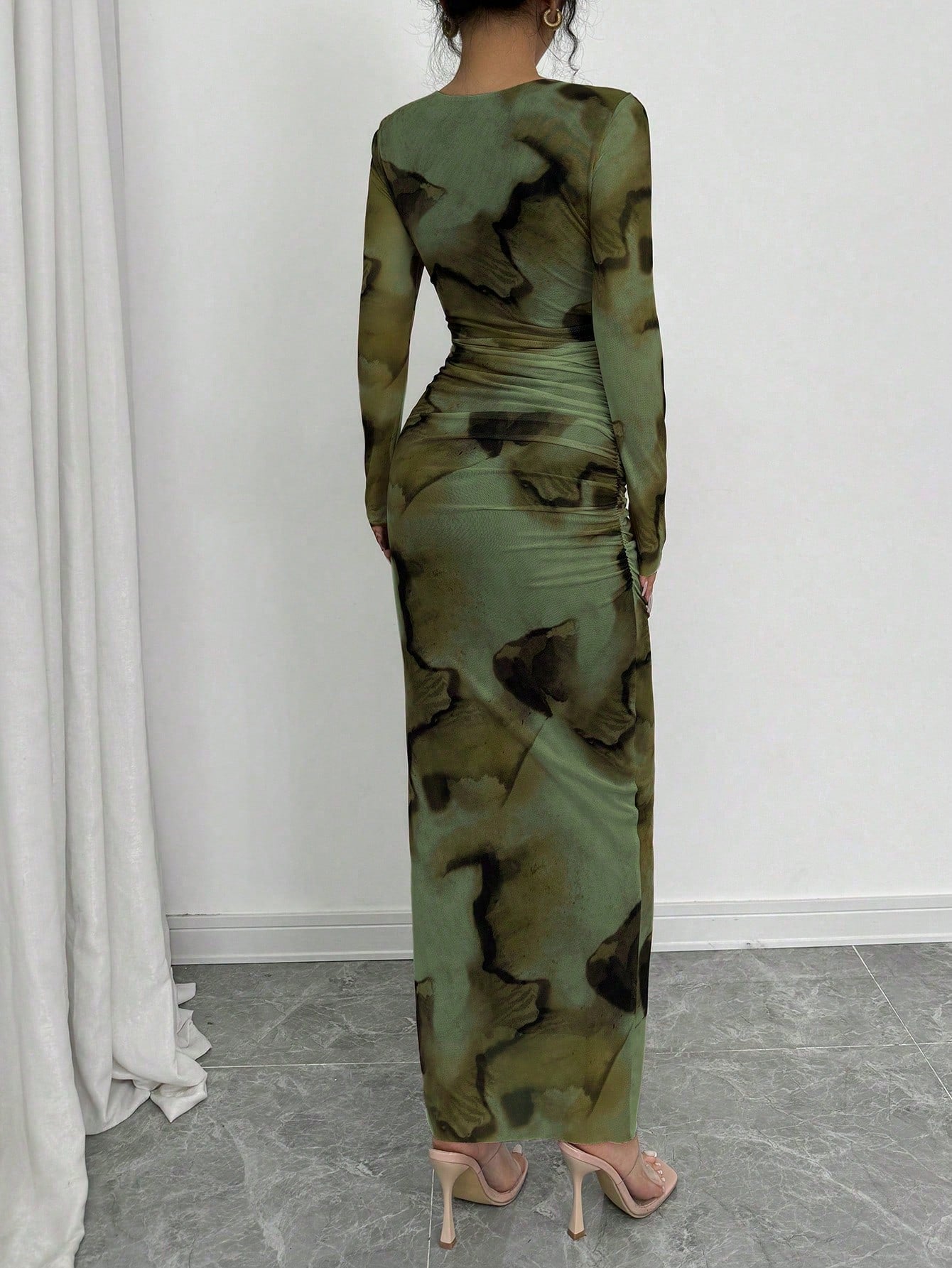 Elenzga Elegant Gradient Long Sleeve Slim Fit Women's Dress Fall Cloth For Women