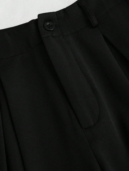 Sweetra Vintage Elegant Jacquard Pleated Wide-Leg Pants For Women, Autumn/Winter Fall Cloth For Women