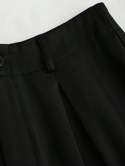 Sweetra Vintage Elegant Jacquard Pleated Wide-Leg Pants For Women, Autumn/Winter Fall Cloth For Women