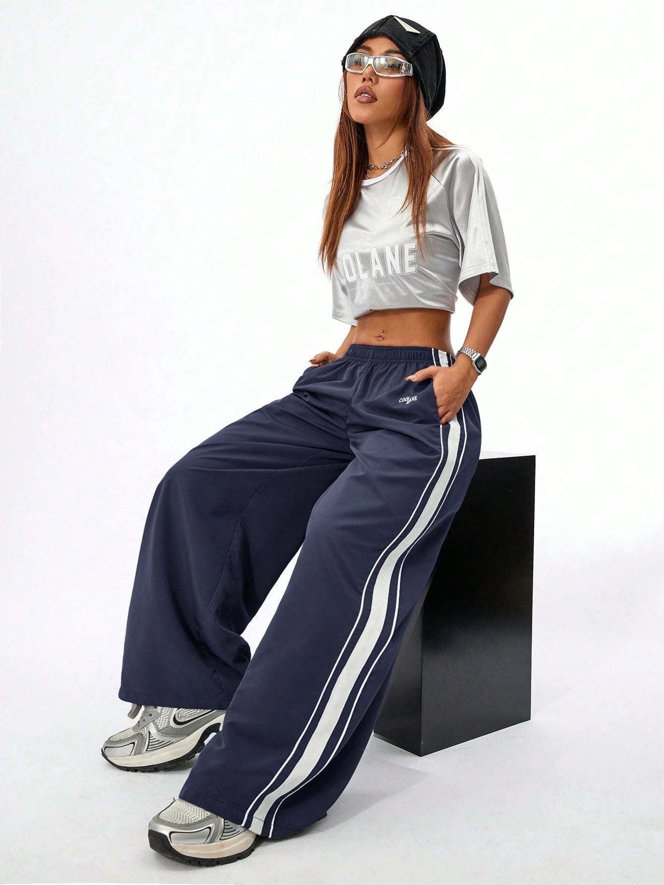 Coolane Women's Spring/Summer Casual Sport Hip Hop Banded Texture Decoration Sweatpants