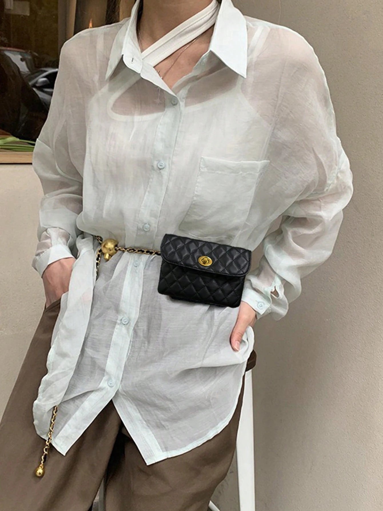 New Fashion Versatile Rhombus Embroidery Detachable Chain Mini Multifunctional Waist Bag/Shoulder Bag/Crossbody Bag, Western Purse For Women