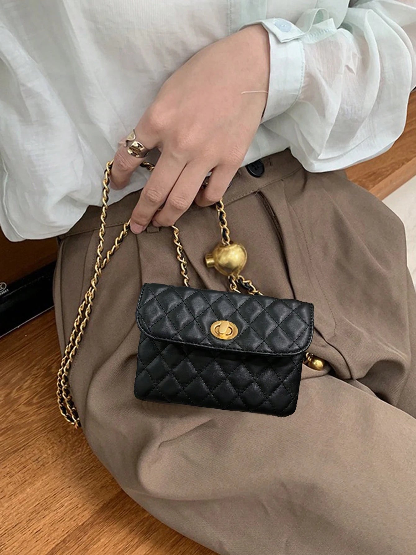 New Fashion Versatile Rhombus Embroidery Detachable Chain Mini Multifunctional Waist Bag/Shoulder Bag/Crossbody Bag, Western Purse For Women