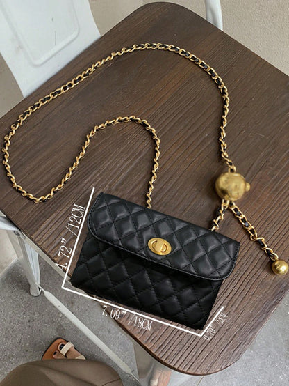 New Fashion Versatile Rhombus Embroidery Detachable Chain Mini Multifunctional Waist Bag/Shoulder Bag/Crossbody Bag, Western Purse For Women