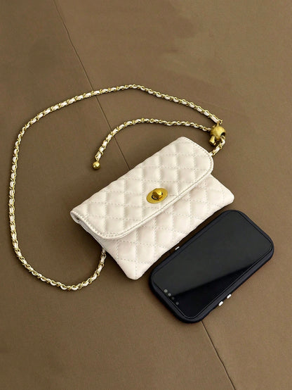 New Fashion Versatile Rhombus Embroidery Detachable Chain Mini Multifunctional Waist Bag/Shoulder Bag/Crossbody Bag, Western Purse For Women