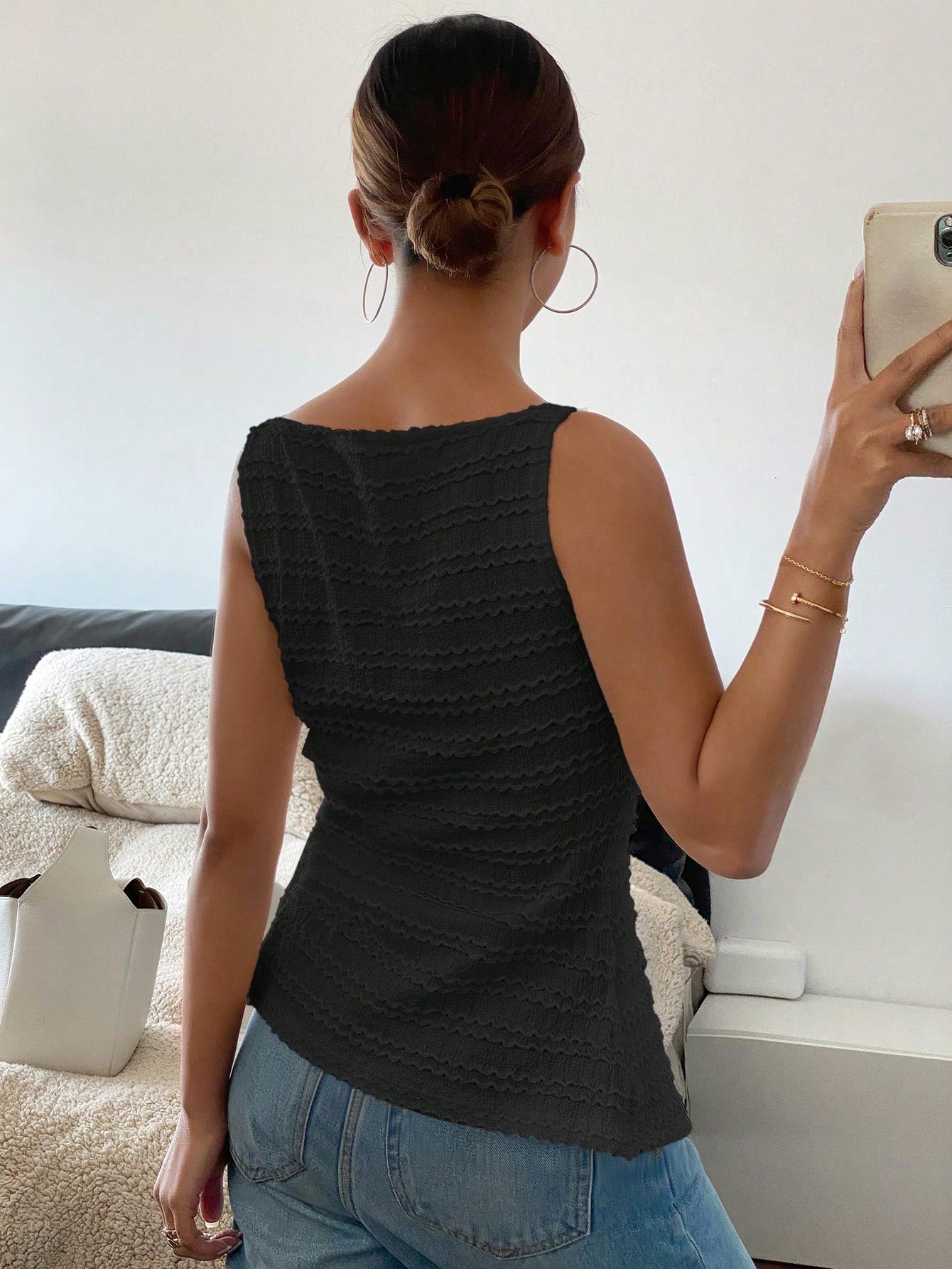 Siren Gaze 1pc Women's Plain Single-Breasted Sleeveless Casual Shirt